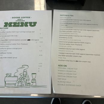 Goose Coffee - Menu - Coffee & Tea Near Me - Rancho Cucamonga, California Goose Coffee - Menu - Coffee & Tea Near Me - Rancho Cucamonga, California