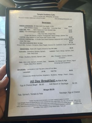 Menu photo 1 Temple Goddess Cafe Milwaukee, WI Menu photo 1 Temple Goddess Cafe Milwaukee, WI