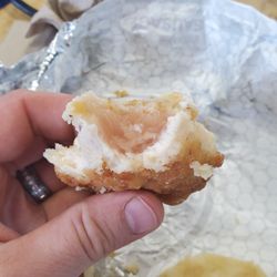 Raw chicken in the honey butter biscuit