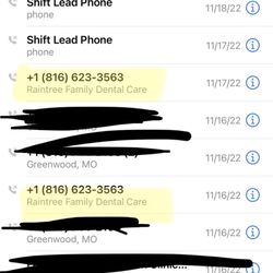 Raintree Family Dental Care - The phone calls I made to confirm I didn't owe them anything else.