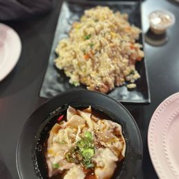Chili wontons and chicken fried rice