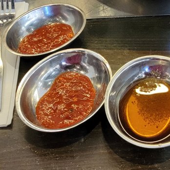 Tomukun Korean Barbeque - Dipping sauces. HOT TO MILD! - Korean Near Me - Ann Arbor, Michigan