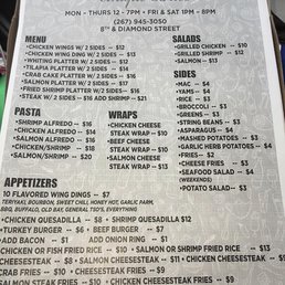 a menu for a restaurant
