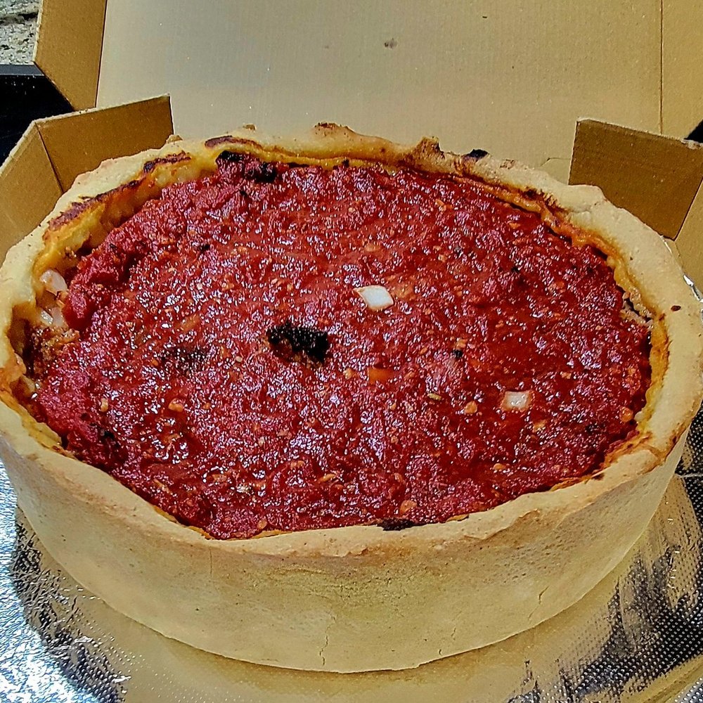 A Chicago Deep Dish in Saint Augustine.  Expect a 45-minute wait for it to cook properly.