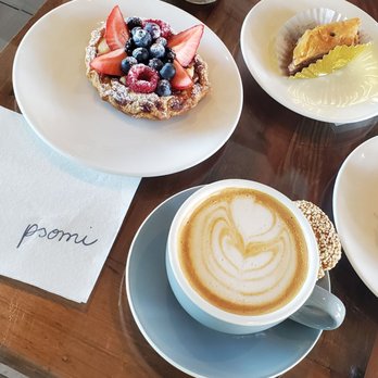 Psomi - Bougatsa pastry with mama's baklava and baklava oat milk latte - Bakeries Near Me - Tampa, Florida