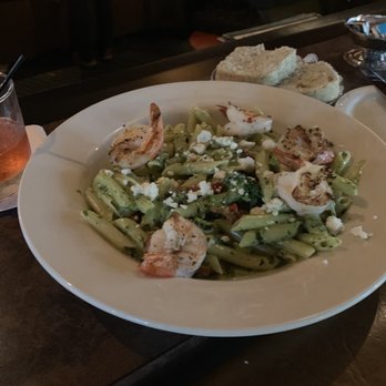 Holiday Acres Three Coins Restaurant - Penne pesto with garlic grilled shrimp, tomatoes, and feta cheese - Resorts Near Me - Rhinelander, Wisconsin Holiday Acres Three Coins Restaurant - Penne pesto with garlic grilled shrimp, tomatoes, and feta cheese - Resorts Near Me - Rhinelander, Wisconsin