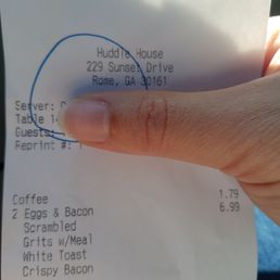 Breakfast receipt