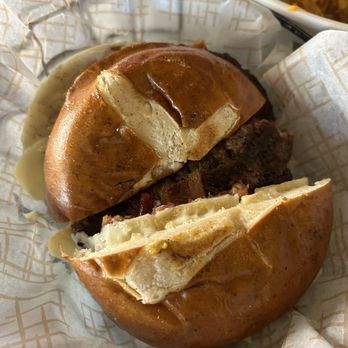 Pj's Courthouse Tavern & Grille - Frisco Burger on Pretzel Bun - American Near Me - Sycamore, Illinois Pj's Courthouse Tavern & Grille - Frisco Burger on Pretzel Bun - American Near Me - Sycamore, Illinois