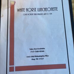 White Horse Luncheonette - Menu