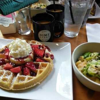 Dime Store - The strawberry cheesecake waffle..yum! - Breakfast & Brunch Near Me - Detroit, Michigan