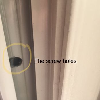 Expo Home Improvement - The screw holes the warranty man said caused the huge drafts because they weren't plugged. - Windows Installation Near Me - Farmers Branch, Texas