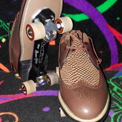 Custom Stacey Adams' on Sure Grip "low rider" plates for Cali Sliding @ Skateworld