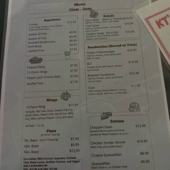 KT's Pub - Menu - Bars Near Me - Plainfield, Indiana