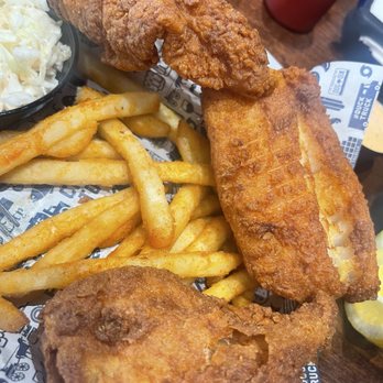 Dog and Duck - Fish and chips. Very good. And I actually liked the coleslaw . Mayo based and a little sweet. - Pubs Near Me - Moncks Corner, South Carolina