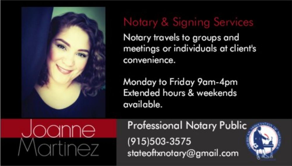 JOANNE MARTINEZ, CNSA El Paso, Texas Notaries Phone Number Yelp