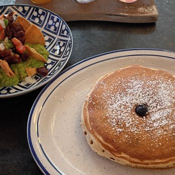 Maria Bonita - Blueberry pancakes and steak chicharrón - Mexican Near Me - San Antonio, Texas