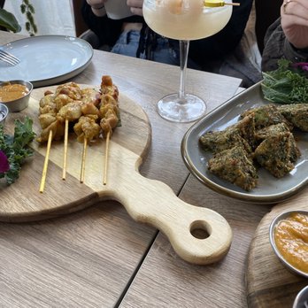 Khaosan - Chicken Stay (G)(P) and Chive Pancake (V) - Thai Near Me - Brooklyn, New York