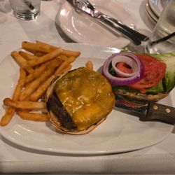The Backyard Steak Pit - Cheeseburger with fries (ordered and received well done - not mine!).
