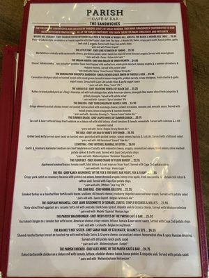 Menu photo 2 Parish Cafe & Bar Boston, MA