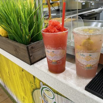 Cutie’s lemonade - 1- Strawberry Lemonade Slushy and 1-Prickly Pear Lemonade - Juice Bars & Smoothies Near Me - Mesa, Arizona