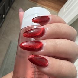 Cat eye nails, candy apple cat eye nails