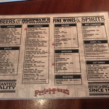 Rosie McGee's - Drinks menu. - Dance Clubs Near Me - København V, 84 Rosie McGee's - Drinks menu. - Dance Clubs Near Me - København V, 84
