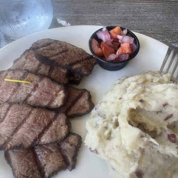 Cool Hand Luke's Steakhouse - Tri tip with salsa and red potato garlic mashed potatoes - American Near Me - Paso Robles, California Cool Hand Luke's Steakhouse - Tri tip with salsa and red potato garlic mashed potatoes - American Near Me - Paso Robles, California