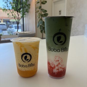 Boba Bliss - Mango Sago and Strawberry Matcha - Bubble Tea Near Me - San Jose, California Boba Bliss - Mango Sago and Strawberry Matcha - Bubble Tea Near Me - San Jose, California