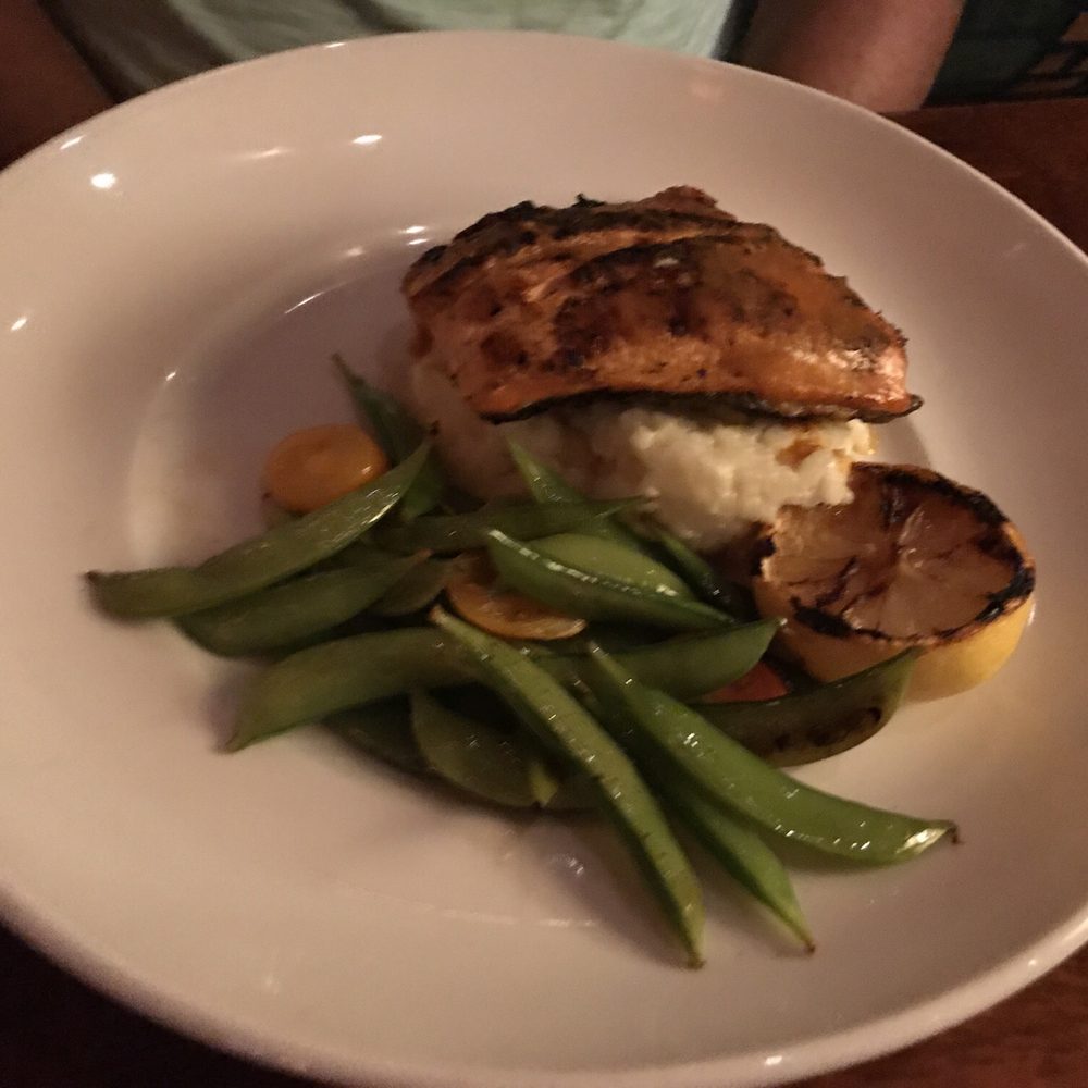 Seasons 52 - The wild Alaskan salmon was pretty good, but the risotto was plain and flavorless. Why would you need a grilled lemon?? - New American Near Me - Schaumburg, Illinois Seasons 52 - The wild Alaskan salmon was pretty good, but the risotto was plain and flavorless. Why would you need a grilled lemon?? - New American Near Me - Schaumburg, Illinois