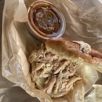 City Barbeque - Pulled chicken sandwich kids meal with baked beans - Barbeque Near Me - Raleigh, North Carolina