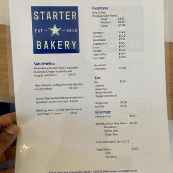Starter Bakery - Menu - Bakeries Near Me - Oakland, California Starter Bakery - Menu - Bakeries Near Me - Oakland, California
