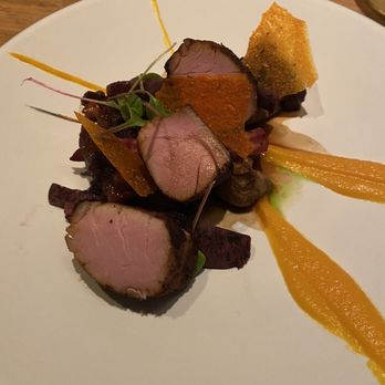 Alta Bistro - PAPRIKA CRUSTED PORK TENDERLOIN ROASTED SUNCHOKES, PEMBERTON CARROTS, BROWN BUTTER CARROT PURÉE, SWEET & SOUR HERB JUS - French Near Me - Whistler, British Columbia Alta Bistro - PAPRIKA CRUSTED PORK TENDERLOIN ROASTED SUNCHOKES, PEMBERTON CARROTS, BROWN BUTTER CARROT PURÉE, SWEET & SOUR HERB JUS - French Near Me - Whistler, British Columbia
