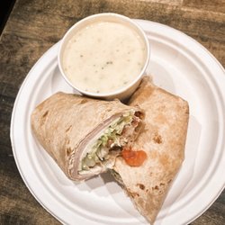 Kierston's Coffeestop - Turkey Wrap and Cheesy Broccoli Soup