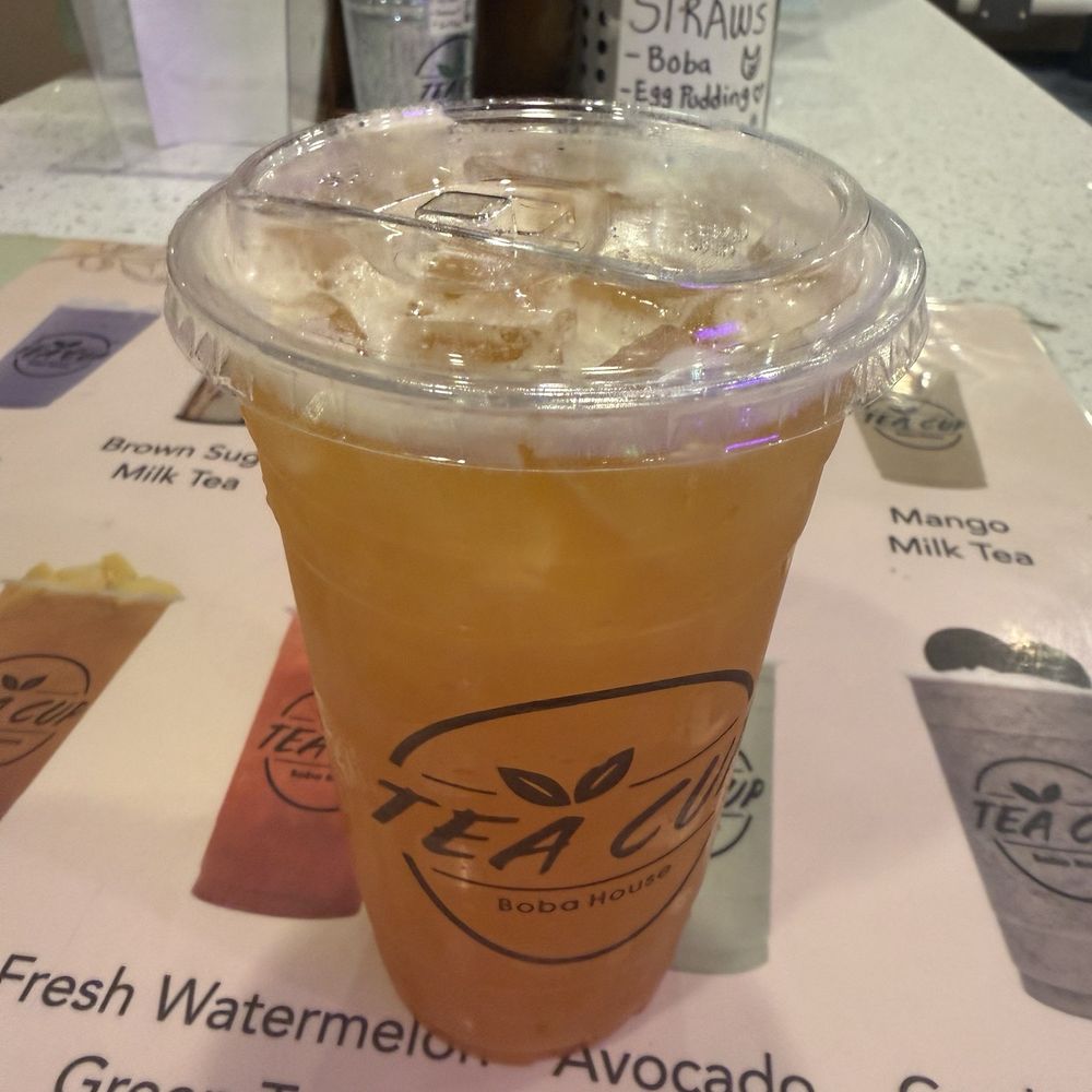 Tea Cup Boba House - Peach green tea - Bubble Tea Near Me - Austin, Texas Tea Cup Boba House - Peach green tea - Bubble Tea Near Me - Austin, Texas