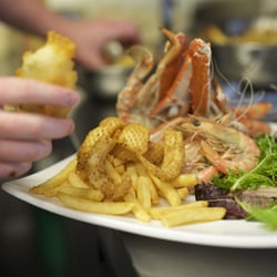 Crusoe's on the Lake - Putting together our seafood platters