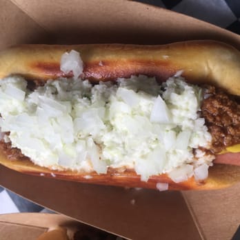Al's Burger Shack - Pool Room Dog on a buttered bun, prefer the chili on last, but this works - also a bit messy! - Burgers Near Me - Chapel Hill, North Carolina