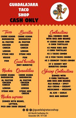 Menu photo 6 Guadalajara Taco Shop Seaside, OR