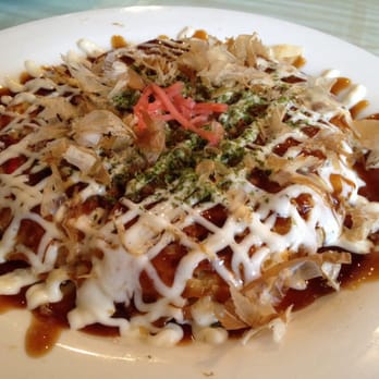 Marulilu Cafe - Okonomiyaki (with cheese and seafood) $10.99 - Cafes Near Me - Vancouver, British Columbia