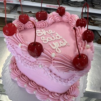 Two Crazy Bakers - a heart shaped cake with cherries on top - Bakeries Near Me - Murphy, Texas