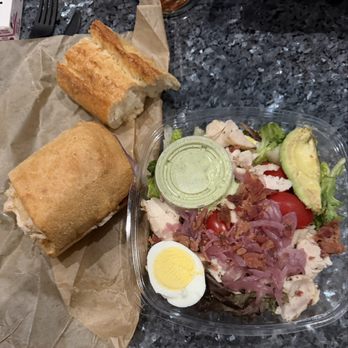 Panera Bread - Half frontega chicken & green goddess cobb with a portion of bread that came with the salad - Salad Near Me - Avon, Ohio Panera Bread - Half frontega chicken & green goddess cobb with a portion of bread that came with the salad - Salad Near Me - Avon, Ohio