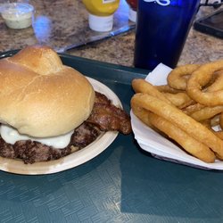Bill Gray's Seabreeze Tap Room - Burger and Onion Rings