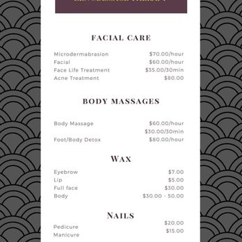 Zen Massage Therapy - List of services. Appointments only. - Nail Salons Near Me