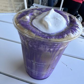 Caffe In Coffee Roasters - Ube latte with cream top - Coffee & Tea Near Me - Tustin, California