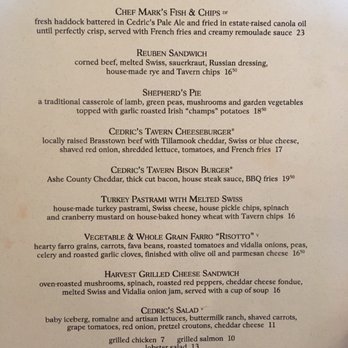 Cedric's Tavern - Lunch menu - Pubs Near Me - Asheville, North Carolina