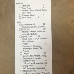 Valdez Bistro - Sushi menu