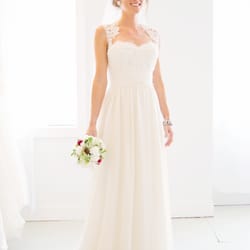Emily Kotarski Signature Bridal - The Spring with alencon lace cap sleeve and sweetheart neckline.