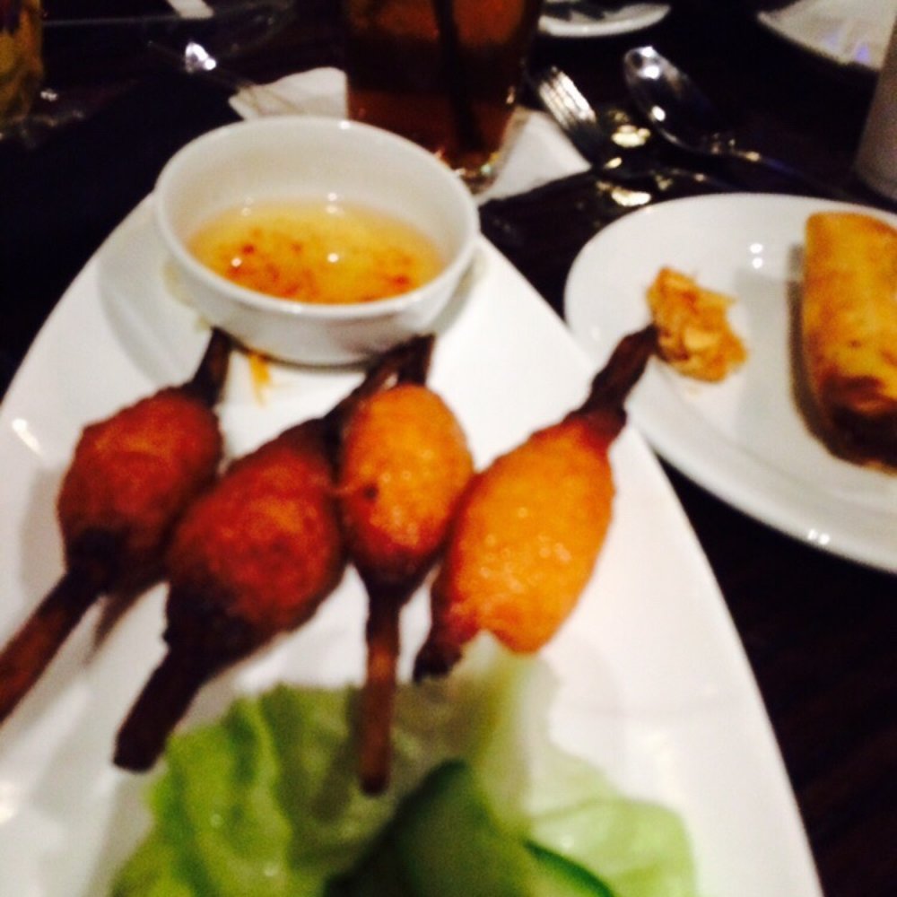 Blu Basil Wine & Grill - Fried shrimp on sugar cane! - Vietnamese Near Me - Lafayette, Louisiana Blu Basil Wine & Grill - Fried shrimp on sugar cane! - Vietnamese Near Me - Lafayette, Louisiana