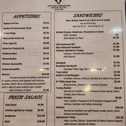 Sportsmen's Athletic Club - Menu as of 1/14/2023.. looking great! Many new additions and some classic staples...