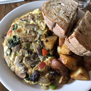 Eli's - Veggie omelet, potatoes, and rye toast. - Breakfast & Brunch Near Me - Natick, Massachusetts Eli's - Veggie omelet, potatoes, and rye toast. - Breakfast & Brunch Near Me - Natick, Massachusetts