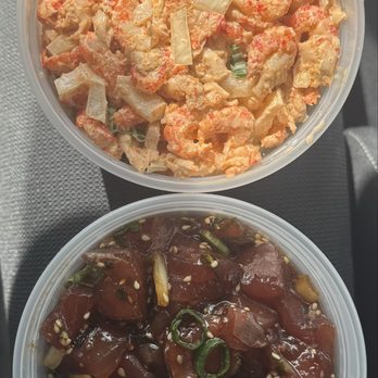 It's Raw Poke Shop - Top to bottom: Spicy crawfish tails & furikake ahi - Poke Near Me - San Diego, California It's Raw Poke Shop - Top to bottom: Spicy crawfish tails & furikake ahi - Poke Near Me - San Diego, California